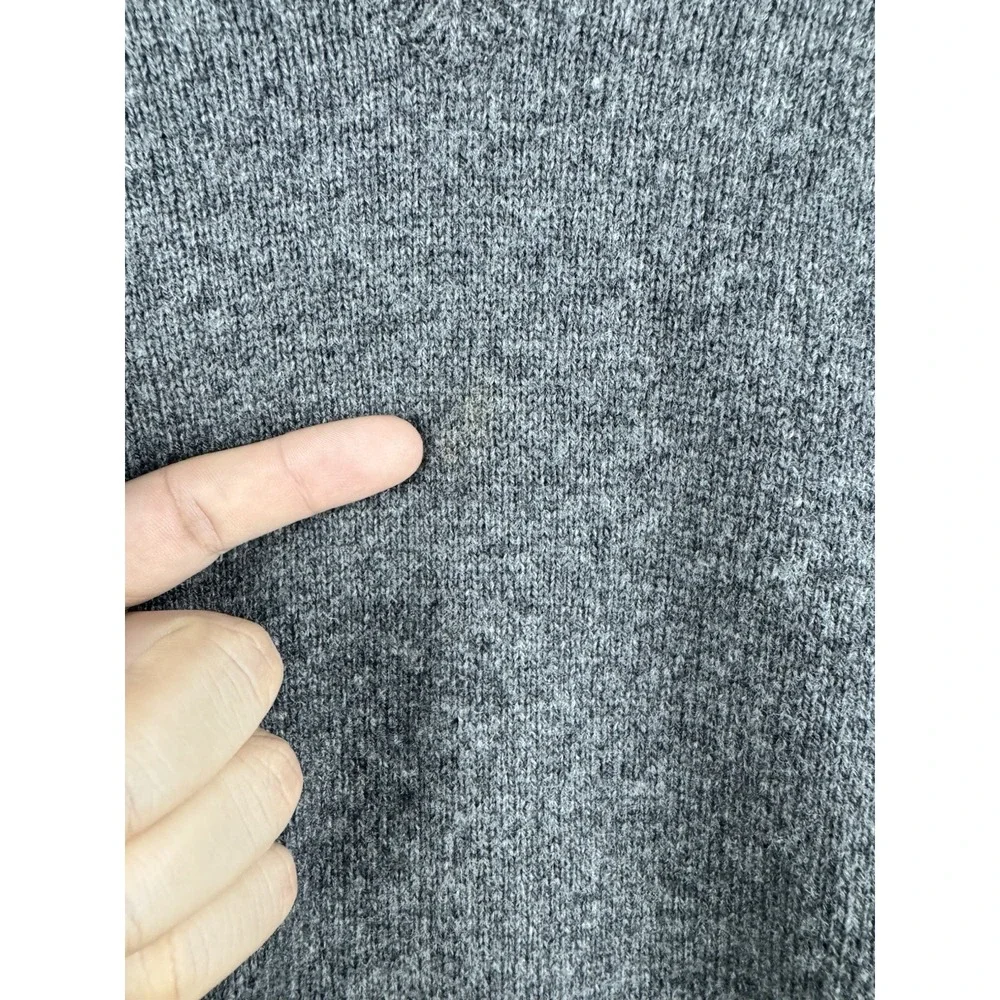 Polo Ralph‎ Lauren 100% Lambs Wool V Neck Pull Over Sweater Gray Men's Large VTG
